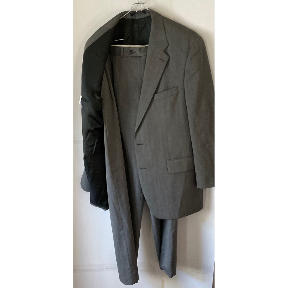 Polo University Club by Ralph Lauren Men's Gray Herringbone Wool Suit 44 tall